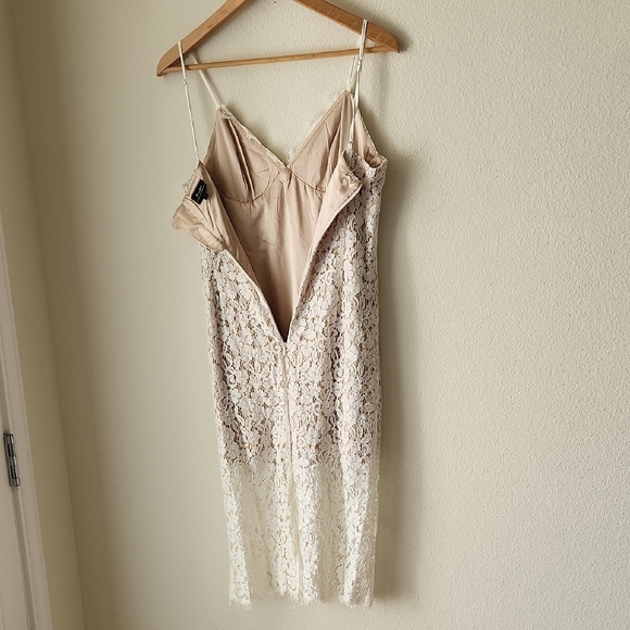 Bardot REVOLVE Sienna Lace Sheath Midi Dress in Cream with Cami Straps Sz M - Picture 12 of 16
